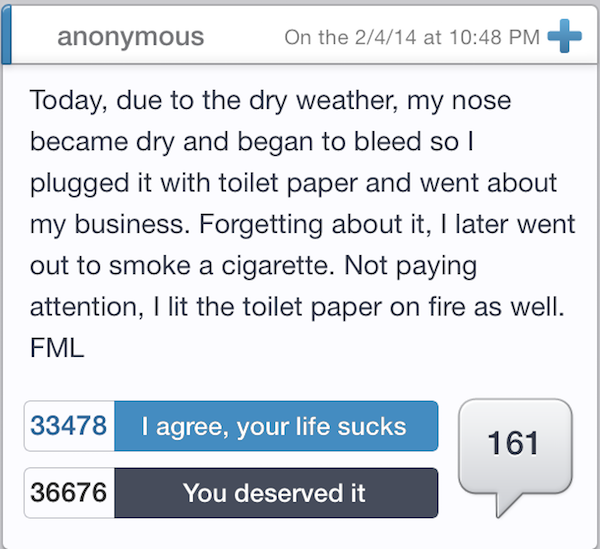 'FML' Is one Way To Feel Better About Your Terrible Day