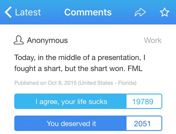 'FML' Is one Way To Feel Better About Your Terrible Day