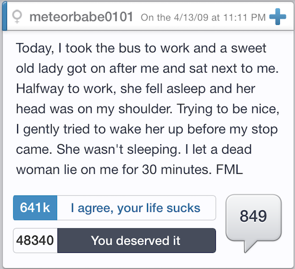 'FML' Is one Way To Feel Better About Your Terrible Day