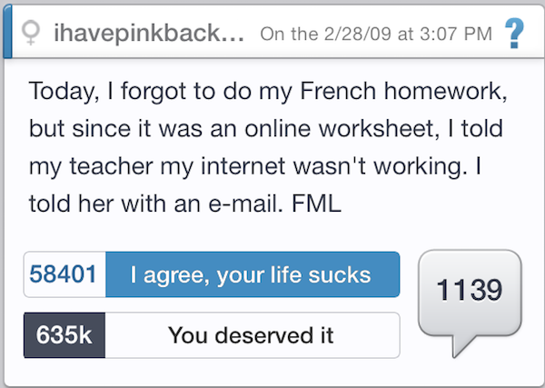 'FML' Is one Way To Feel Better About Your Terrible Day