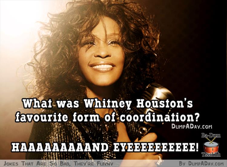 whitney houston can i be me - What was Whitney Houston's favourite form of coordination? Dumpaday.Com BaDom Haaaaaaaaand Eyeeeeeeeeee! Tssslovih Jokes That Are So Bad, They'Re Funny By Dumpa Day.Com