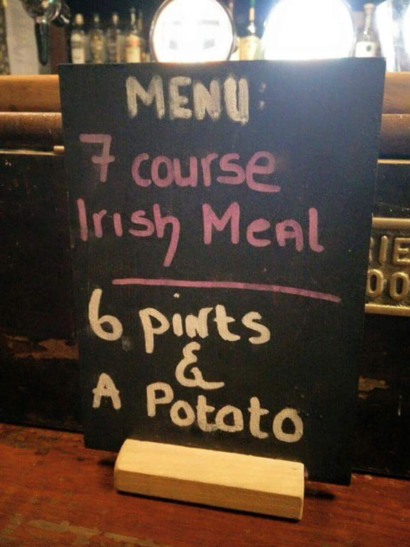 irish 7 course meal - Menu 7 course Irish Meal 6 ports Pototo