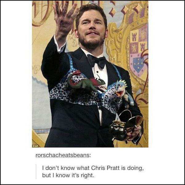Chris Pratt - Se rorschacheatsbeans I don't know what Chris Pratt is doing, but I know it's right.