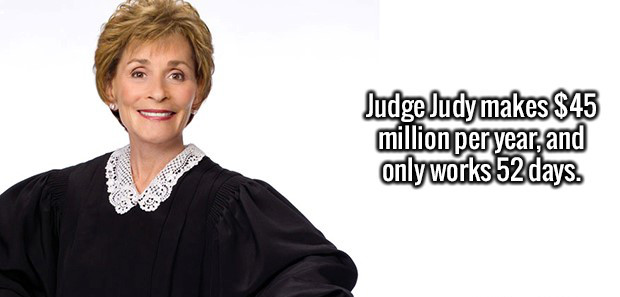 judge judy sheindlin - Judge Judy makes $45 million per year, and only works 52 days