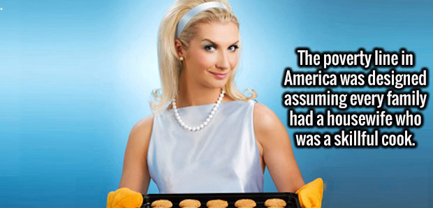 blond - The poverty line in America was designed assuming every family had a housewife who was a skillful cook.