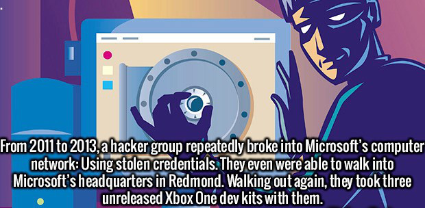 network security animation - From 2011 to 2013. a hacker group repeatedly broke into Microsoft's computer networkUsing stolen credentials. They even were able to walk into Microsoft's headquarters in Redmond. Walking out again, they took three unreleased 