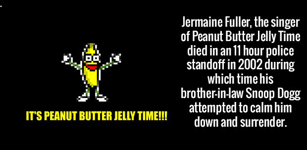cartoon - Jermaine Fuller, the singer of Peanut Butter Jelly Time died in an 11 hour police standoff in 2002 during which time his brotherinlaw Snoop Dogg attempted to calm him down and surrender. It'S Peanut Butter Jelly Time!!!
