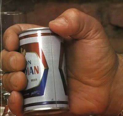 Andre the Giant's hand holding a beer 1970s.