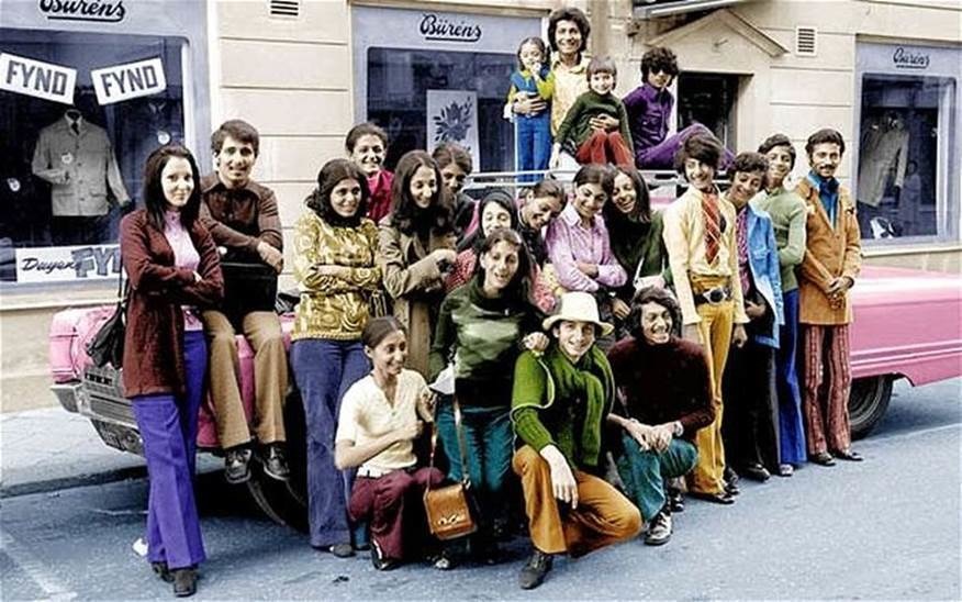 Young Osama Bin Laden with his family in Sweden during the 1970s. Bin Laden is second from the right in a green shirt and blue pants.