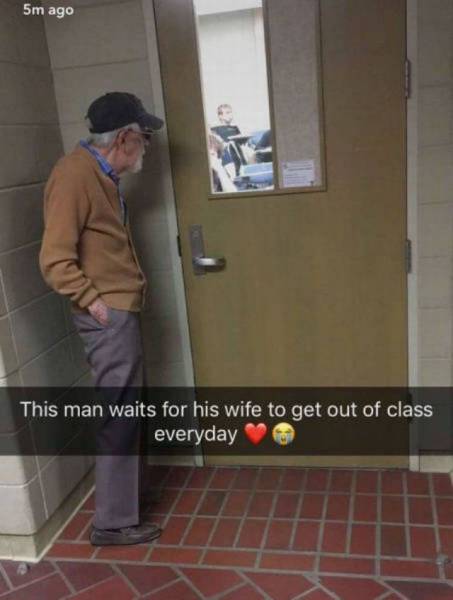 man waits for his wife to get out of class - 5m ago This man waits for his wife to get out of class everyday