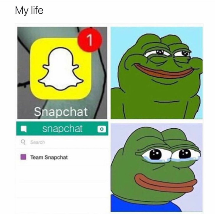 memes - forever alone frog meme - My life Snapchat snapchat Q Search Team Snapchat