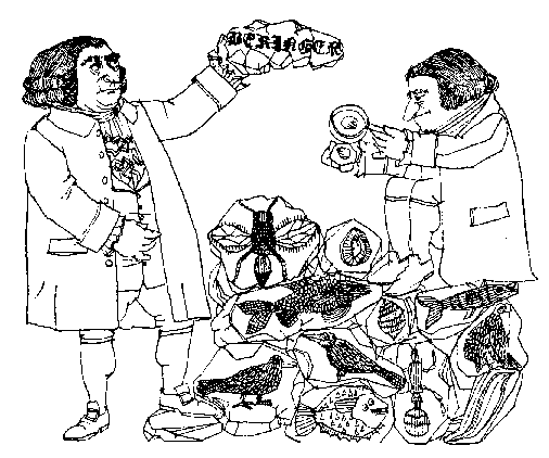 In 1725, professor Johann Beringer was Dean of the Faculty of Medicine at University of Wurzburg in what is now Germany. Also, he was apparently an insufferable coworker, which is why two of his colleagues decided to plant fake fossils in places Beringer was known to dig.  Thousands of stones planted over a series of months bearing images of plants, animals, Hebrew symbols, religious iconography, etc... When Beringer was about to publish a book on his findings, his colleagues finally admitted the prank, but by then it was too late. He figured they were just jealous, and published the book anyway. In the end, it would ruin all three of their careers.
