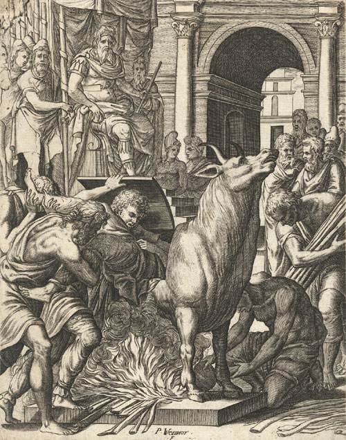 The inventor of the Brazen Bull, Perillos of Athens, was tricked into being the first victim of his sadistic execution device.