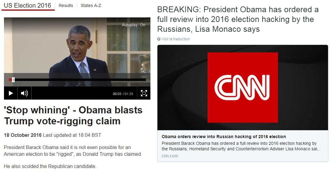 media hypocrisy trump - Us Election 2016 Results States AZ Autoplay On Breaking President Obama has ordered a full review into 2016 election hacking by the Russians, Lisa Monaco says Voir la traduction Cm 'Stop whining' Obama blasts Trump voterigging clai