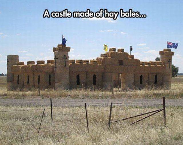 No one is too old to play in Hay Bale Castle!