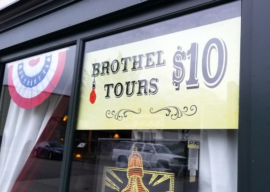 Sign saying Brothel Tours $10