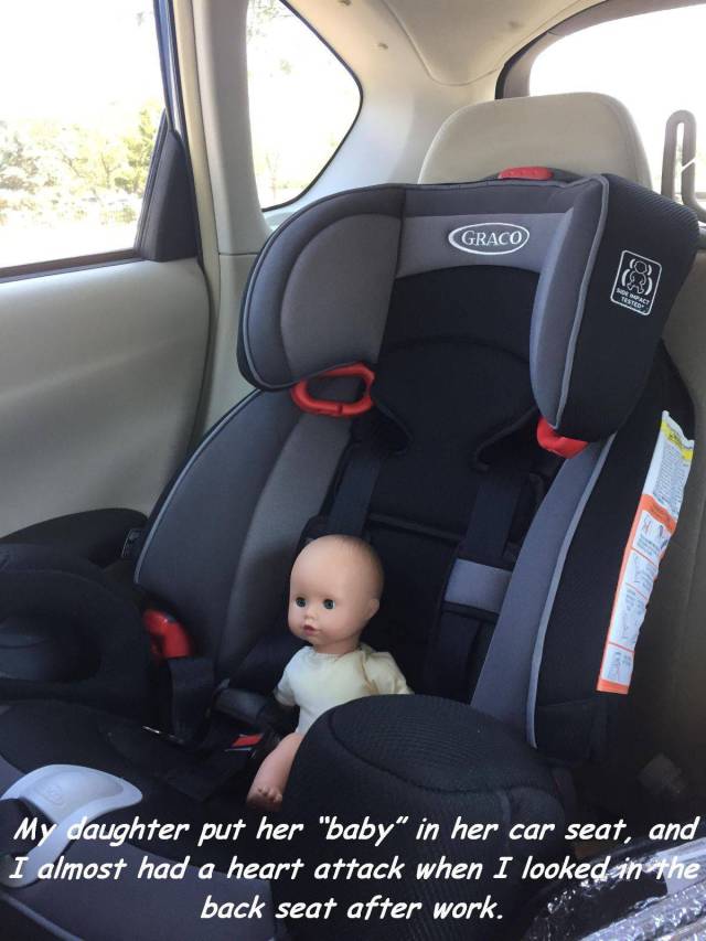doll in baby seat that scared parents