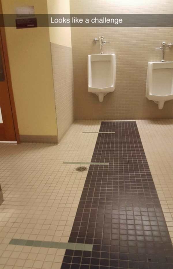 Bathroom that appears to have distance lines