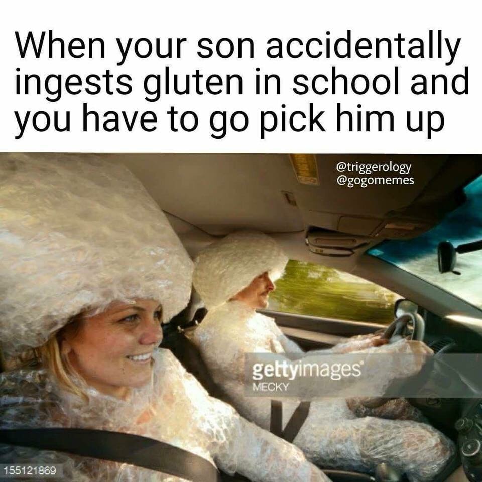 helicopter parent meme - When your son accidentally ingests gluten in school and you have to go pick him up gettyimages Mecky 155121889
