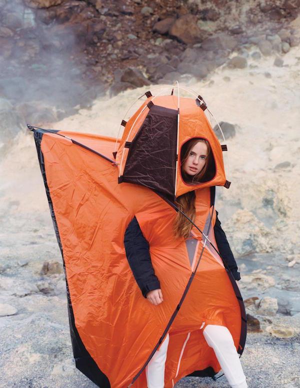 Girl wearing tents