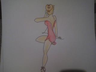 Drawing of a pin up girl who was first painted in the front of a B-17 bomber called Memphis Belle during WW2.