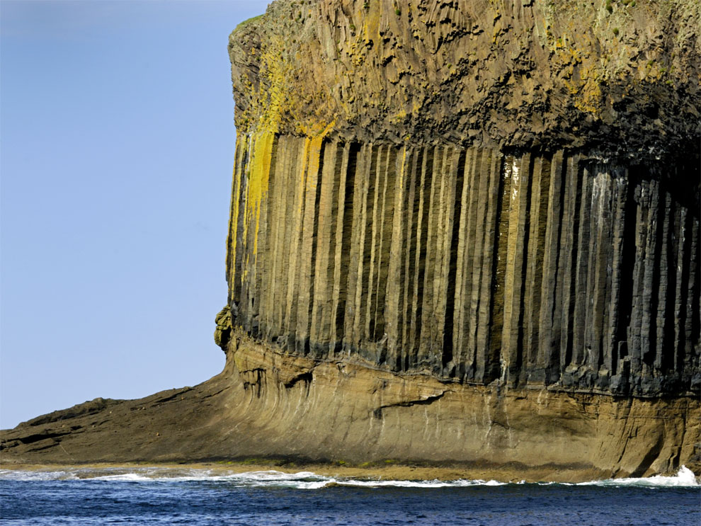 Basalt columns near Fingals Cave at the base of the Scottish island of Staffa