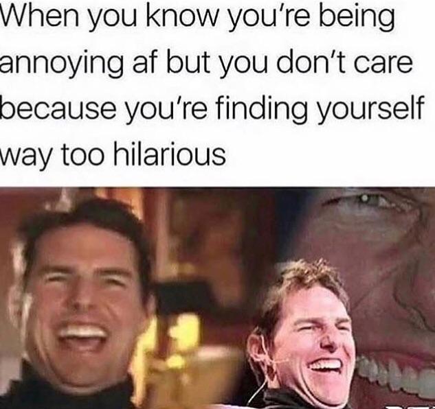 memes - you know you re being annoying meme - When you know you're being annoying af but you don't care because you're finding yourself way too hilarious