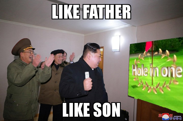 Just like his father, Kim Jong-un scored a 38 under par during his first and only round of Wii Golf.