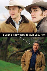 Rick Perry sporting the Heath Ledger look from Brokeback Mountain.