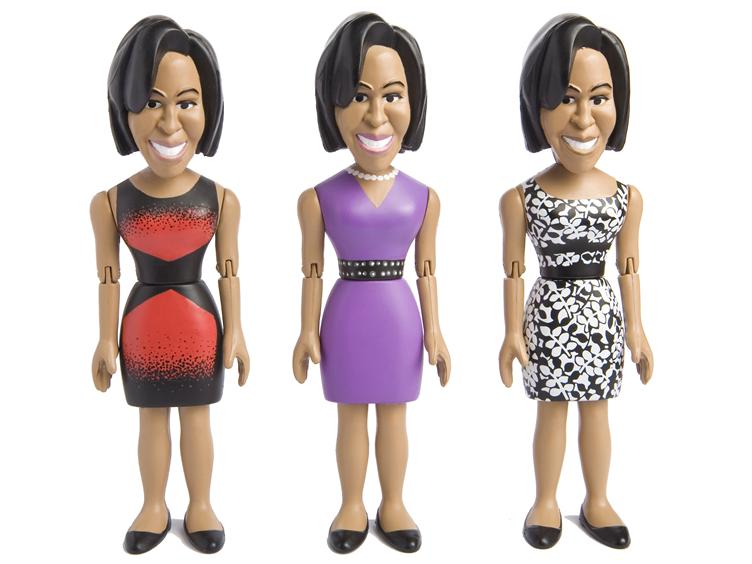 Set of 3 Michelle Obama dolls.