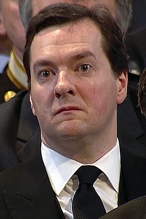 Everybody thought this was the face of George Osborne crying at Margaret Thatchers funeral, but in actual fact this is a man with no morals or empathy for human life.Hollow shells of human beings ejaculate from their tear ducts.