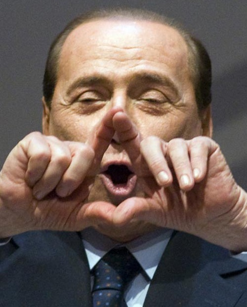 Silvio Berlusconi likes to imagine he's a scarab beetle eating dung or fungus.