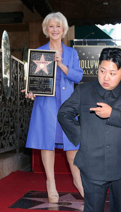 Kim checking out Hollywood's walk of fame
