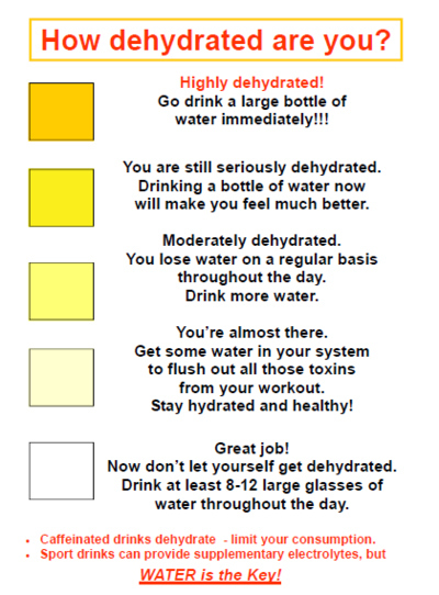 color is your pee if your dehydrated - How dehydrated are you? Highly dehydrated! Go drink a large bottle of water immediately!!! You are still seriously dehydrated. Drinking a bottle of water now will make you feel much better. Moderately dehydrated. You