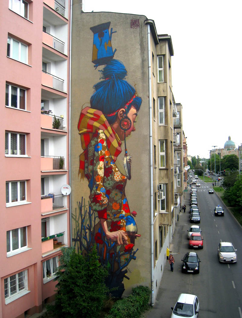 street art graffiti by Sainer Etam crew Lodz Poland