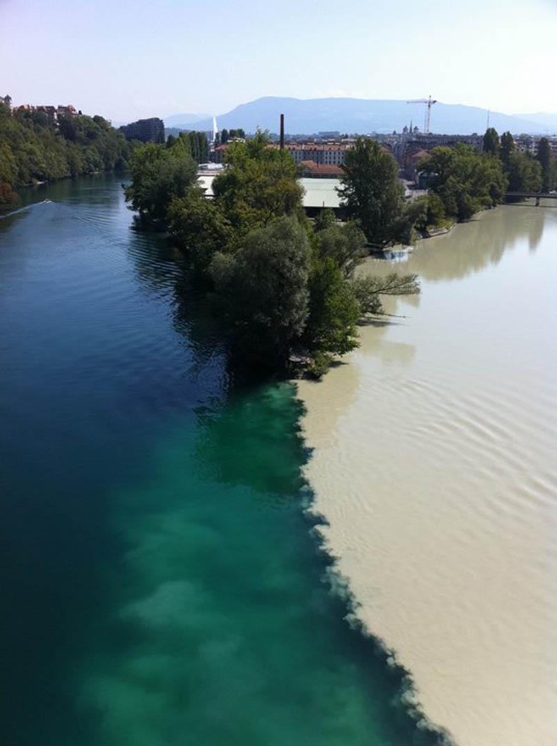 Two Rivers Colliding Geneva Switzerland