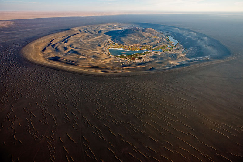 Volcanic crater of Wau-Al-Namus Libya