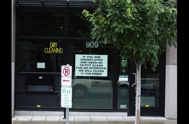 Plaza Cleaners in Portland, OR, helped over 2,000 unemployed workers who couldn't afford dry cleaning
