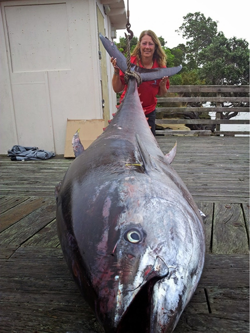 Girl catches tuna for life