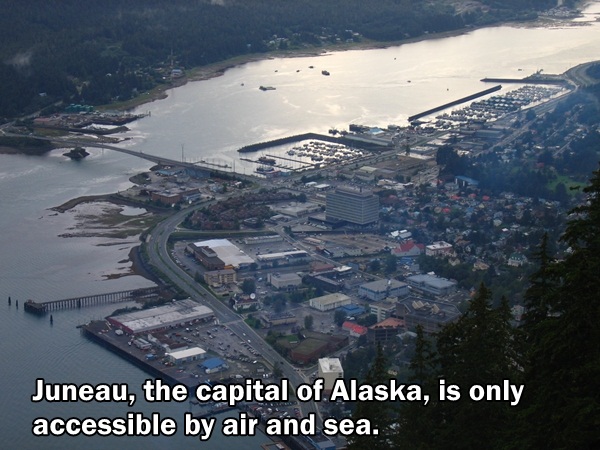 Fun fact about how Juneau, the capital of Alaska, is only accessible by air and sea.