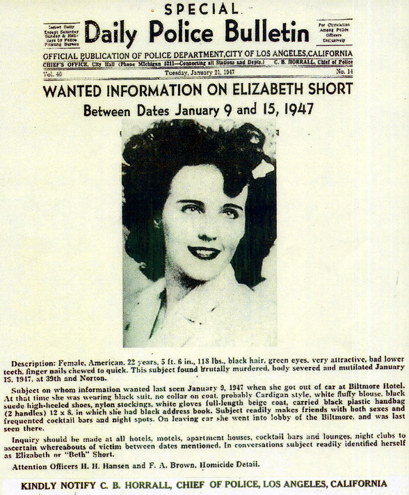 elizabeth short - Special Daily Police Bulletin Official Publication Of Police Department,City Of Los Angeles,California Coe'S Office City sure ichirsa S catting all Sus ad Dep. C. . Norrall Check Pollee Vol. 40 Tuesday, No. 11 Wanted Information On Eliza