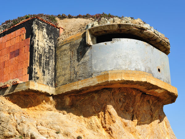 Devil's Slide Bunkers on the coast of San Mateo County in California were high tech for the late 1930s concrete and steel observation pillboxes. The site was sold to a private owner in 1983.