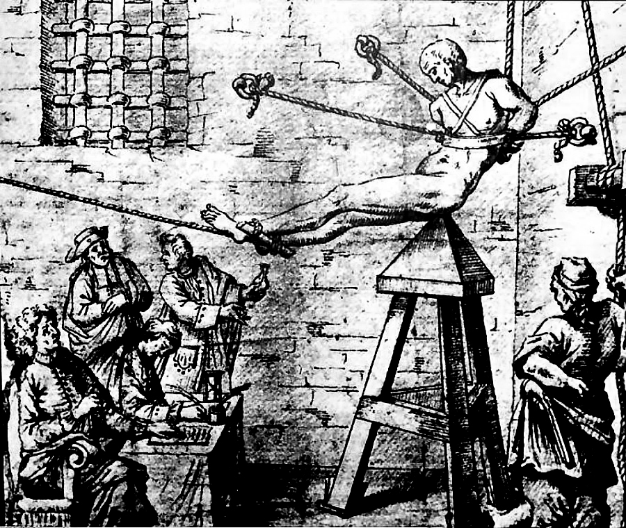 The Judas Cradle, they suspend your body in mid-air before lowering you down anus-first onto a metal pyramid, until you are either impaled or die from the infection of having your butt ripped apart.