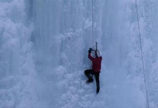 Climbing a frozen waterfall in Canada!Climbing is dangerous enough when the surface is dry and predictable.