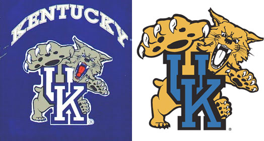 kentucky-old-and-new-logoKentucky tweaked its Wildcat logo in 1994 after people complained the tongue was too phallic