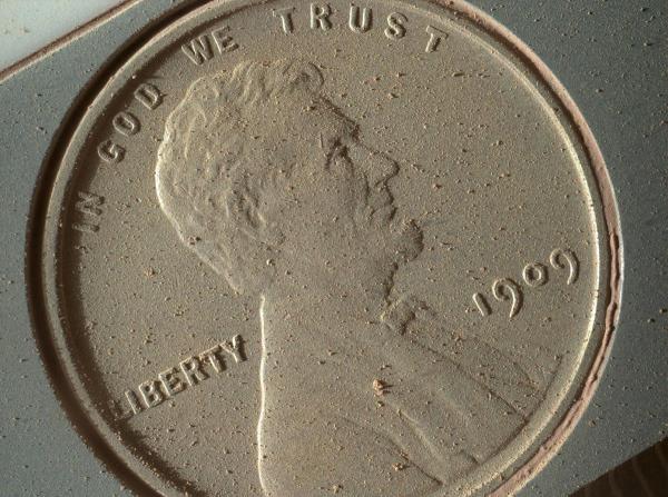 This is how dirty a penny gets when its left on Mars for a year.