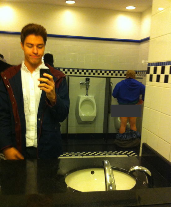 Lavatory with clueless patrons