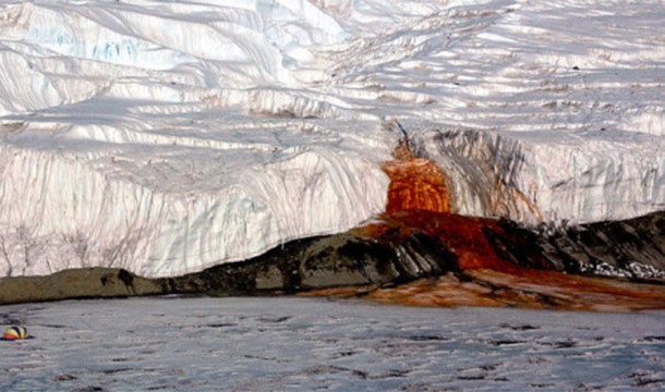 Bleeding Glacier, Antarctica-Also known as the blood falls this is basically an outflow of iron oxide tainted salt water.
