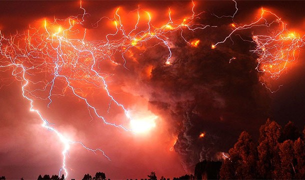 Volcanic Lightning-Volcanic explosions create a large amount of electrical charge and static which can sometimes lead to an electrical storm
