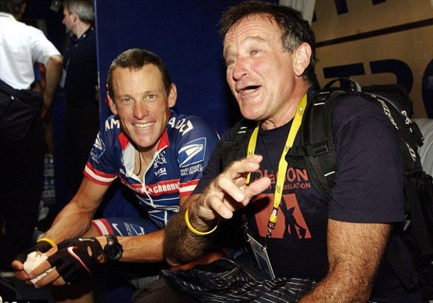Robin Williams enjoyed cycling very much and occasionally even trained with his longtime friend Lance Armstrong. Williams also supported his cancer research charity.